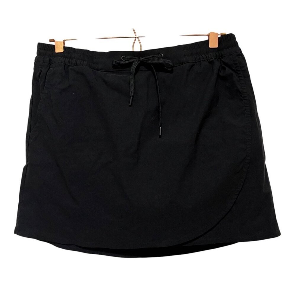 Eddie Bauer Womens Large Black Tulip Hem Skort With Drawstring & Pockets Logo